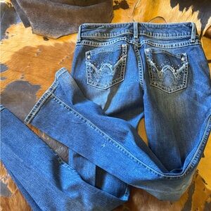 Wrangler Women's Blue Jeans with Embellished Pockets 7 x34